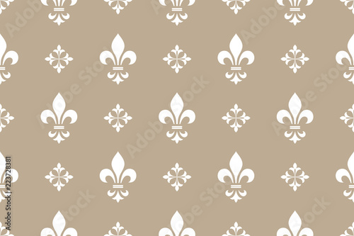 Wallpaper in the style of Baroque. Seamless vector background. White and beige floral ornament. Graphic pattern for fabric, wallpaper, packaging. Ornate Damask flower ornament