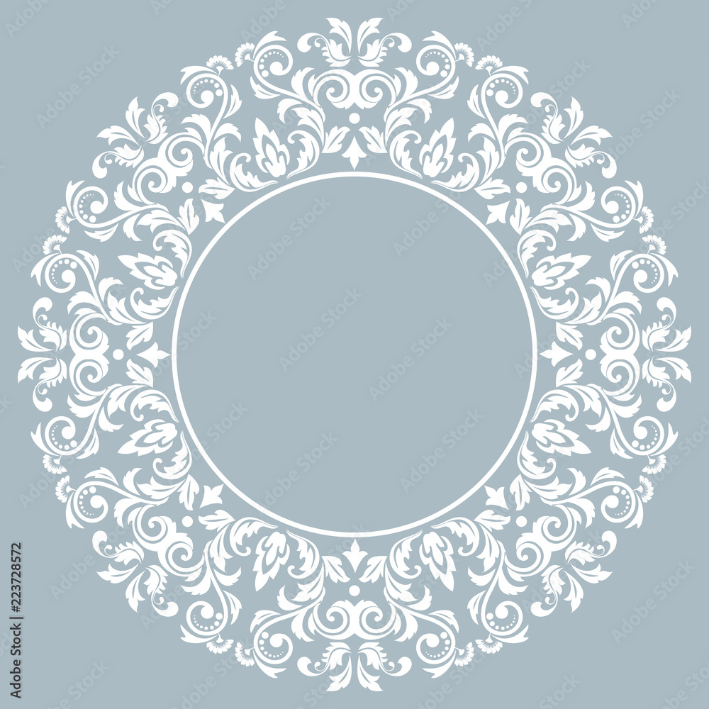 Decorative frame Elegant vector element for design in Eastern style, place for text. Floral blue border. Lace illustration for invitations and greeting cards Decorative frame Elegant vector element for design in Eastern style, place for text. Floral blue border. Lace illustration for invitations and greeting cards