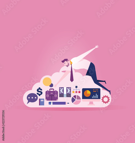 Businessman searching brain - Business concept vector