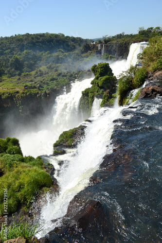 Beautiful falls of Cataratas do Igua  u on a sunny day