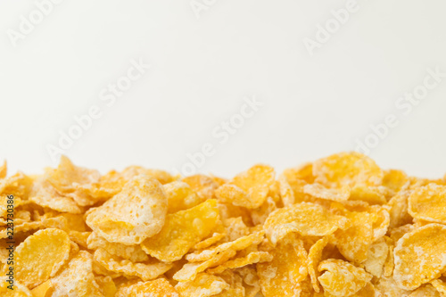 Corn Flakes on white background with space