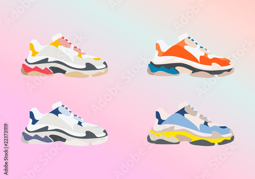 Sneaker shoe . Consept fashion . Flat design. Vector illustration.