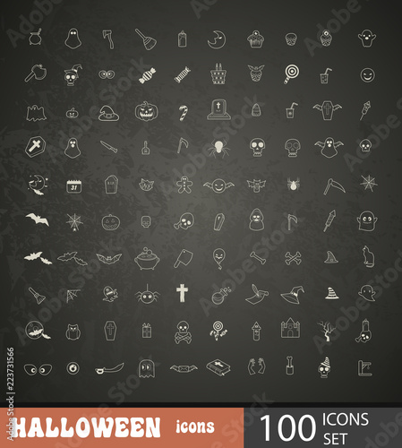 Halloween, horror, scary, spooky 100 icons