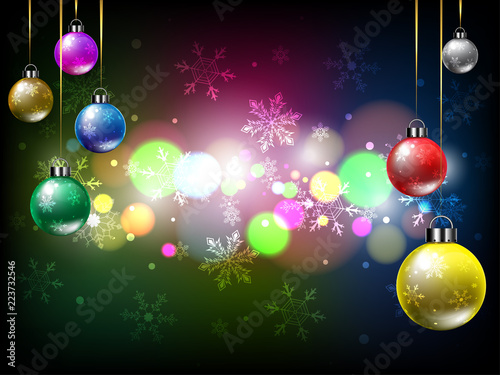 background snowflake light bokeh christmas ball happy new year.