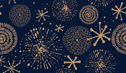 Deken met foto Kerstmis motieven patronen Abstract New Year pattern. Golden christmas snowflake on dark blue background. Seamless ornament for decor, wallpaper, gift paper and design of New Year's souvenirs  © Oscar Ghost