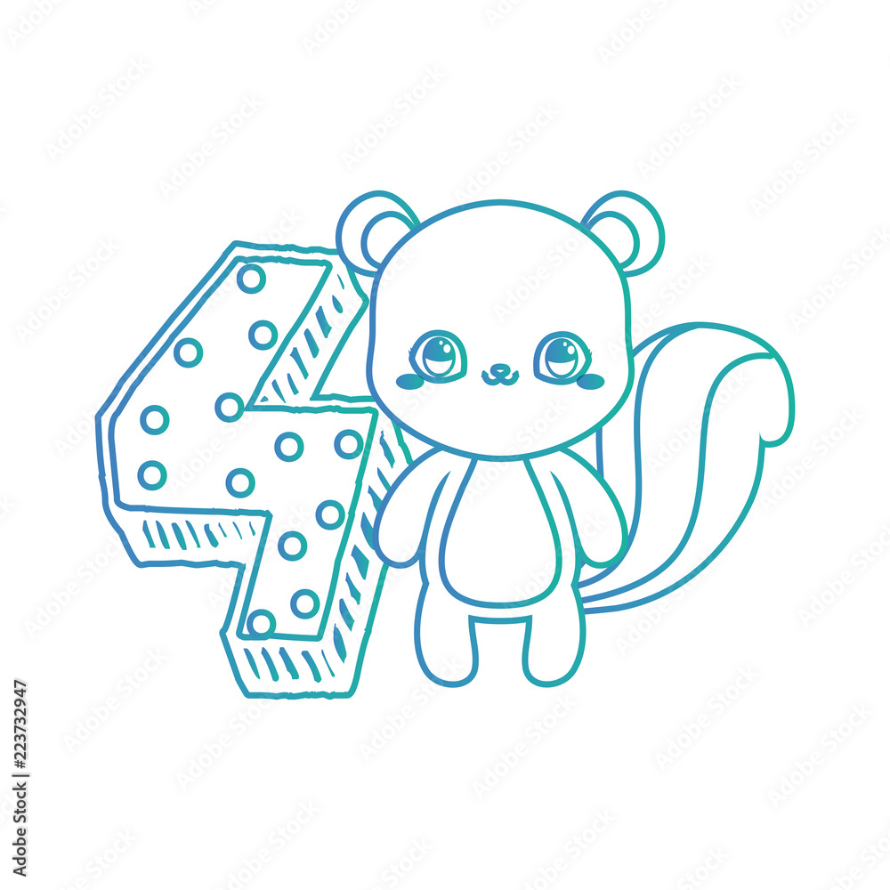 Fototapeta premium cute squirrel with number four decoration