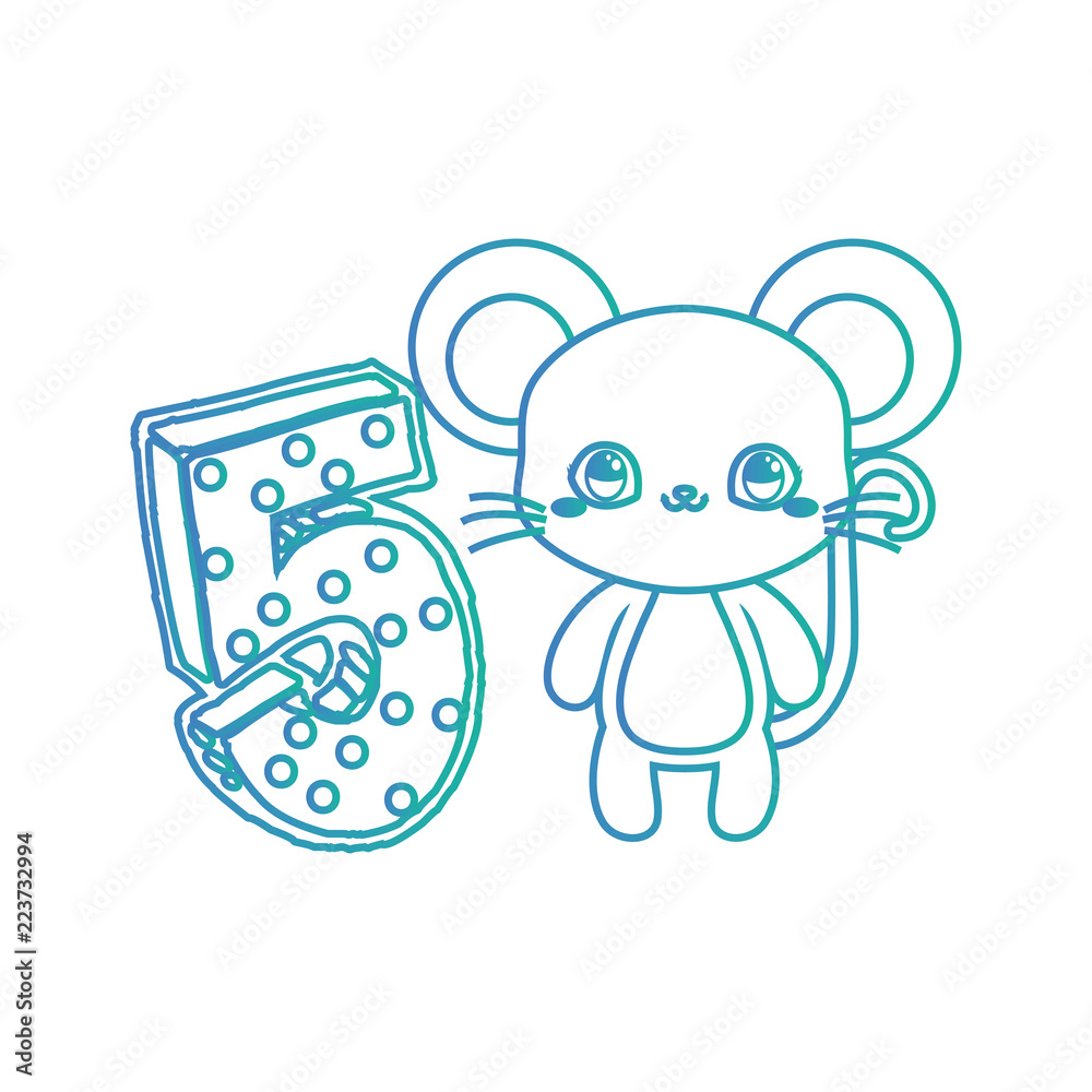 cute mouse with number five decoration cute mouse with number five decoration
