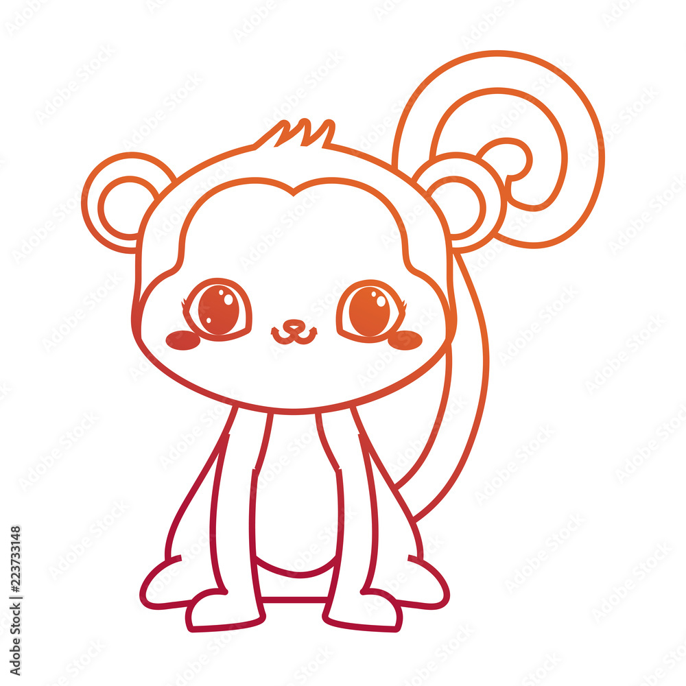 cute monkey baby sitting cartoon