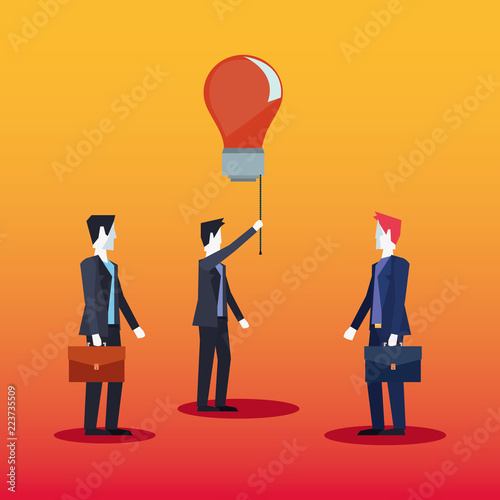 businessmen teamwork with bulb creativity