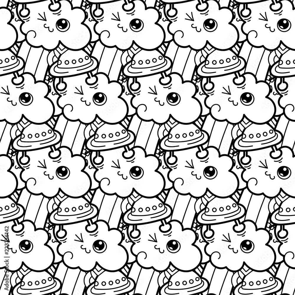 Obraz premium Funny doodle monsters seamless pattern for prints, designs and coloring books