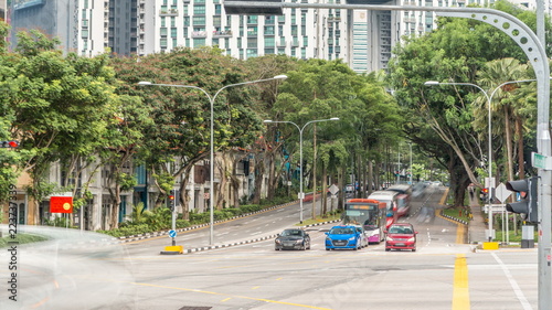 The junction of streets in Singapore's near Chinatown timelapse. © neiezhmakov