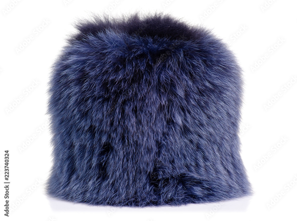 Fox fur hat on white background isolation Fox fur hat on white background isolation