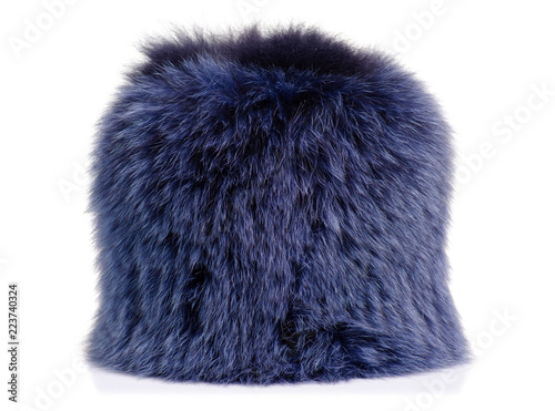 Fox fur hat on white background isolation