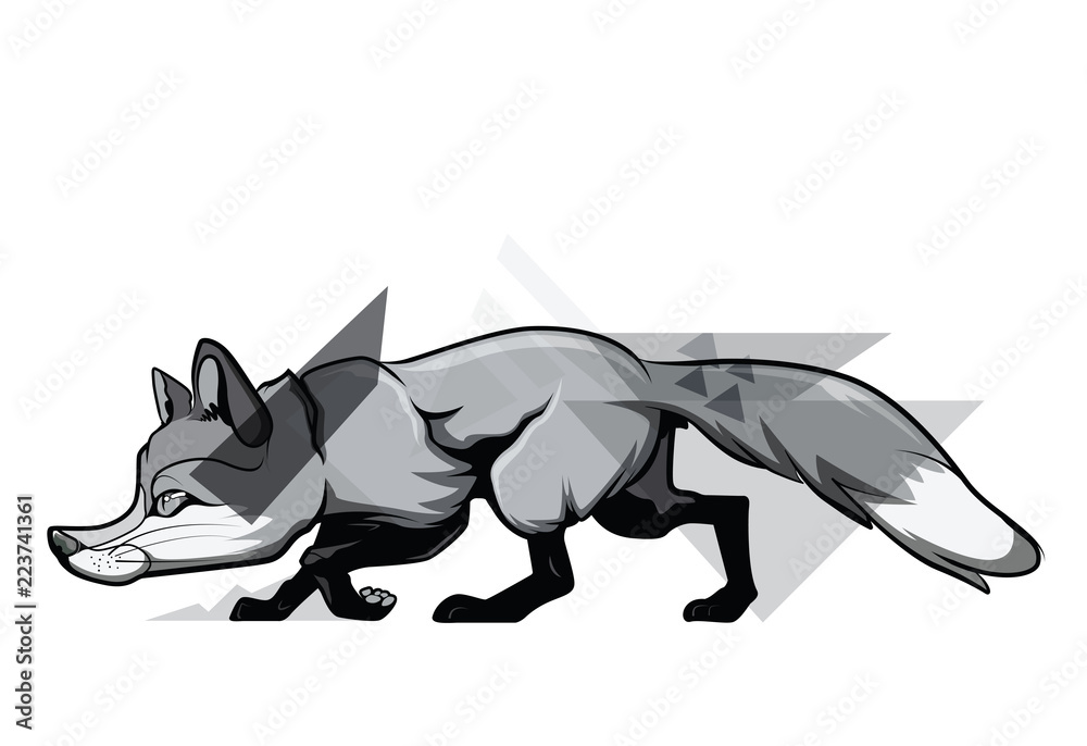 Fototapeta premium Ambush fox Art tattoo., concept.