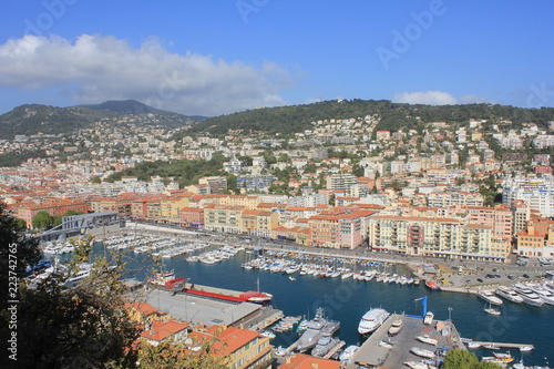 View from the top of the port of Nice and the city