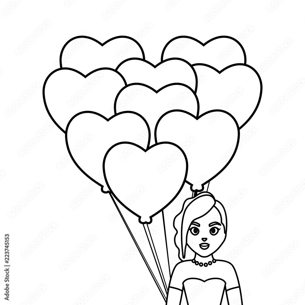wedding bride in elegant dress with balloons heart wedding bride in elegant dress with balloons heart
