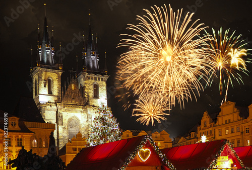 Canvas Print Feuerwerk in Prag