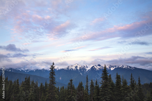 Olympic mountains during sunset in Washington State