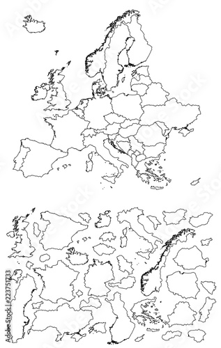 Map of Europe with different countries photo