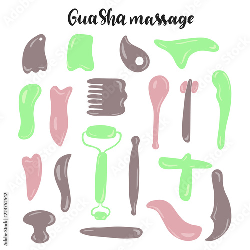 Set of Gua Sha massage tools.
