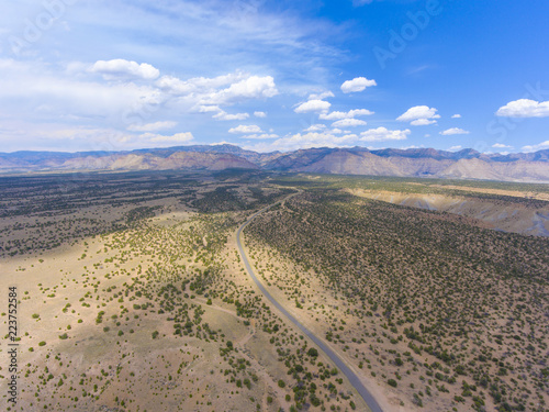 Aerial view of Horse Canyon and US Route 191 in central Utah, USA.