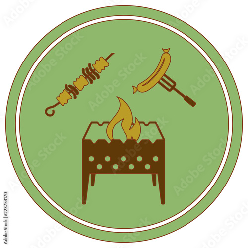 Brazier, kebab and sausage icon