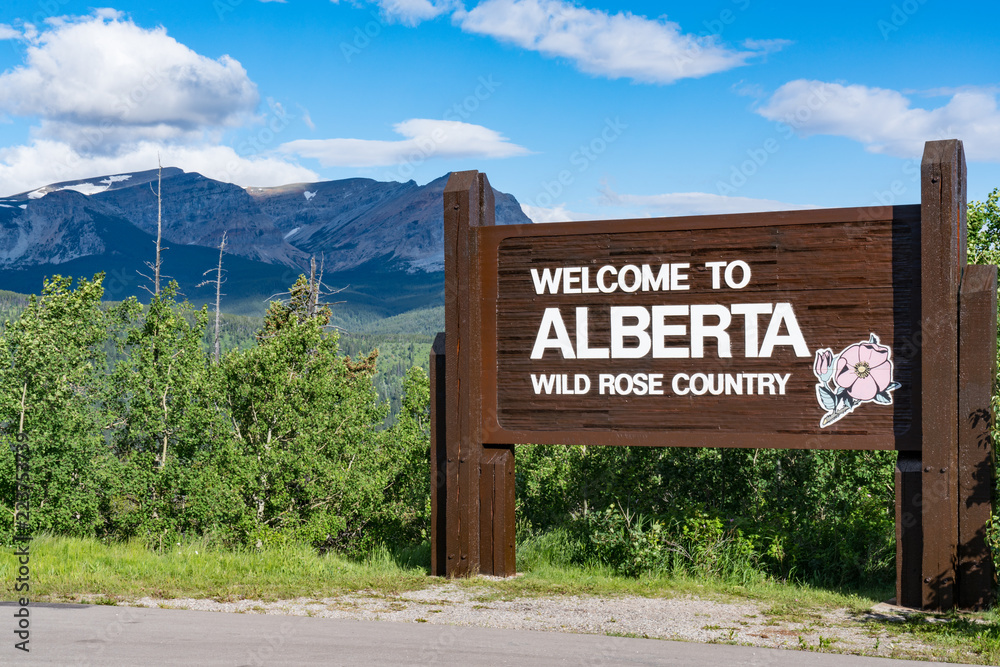 Welcome to Alberta Canada Roadside Sign - obrazy, fototapety, plakaty 