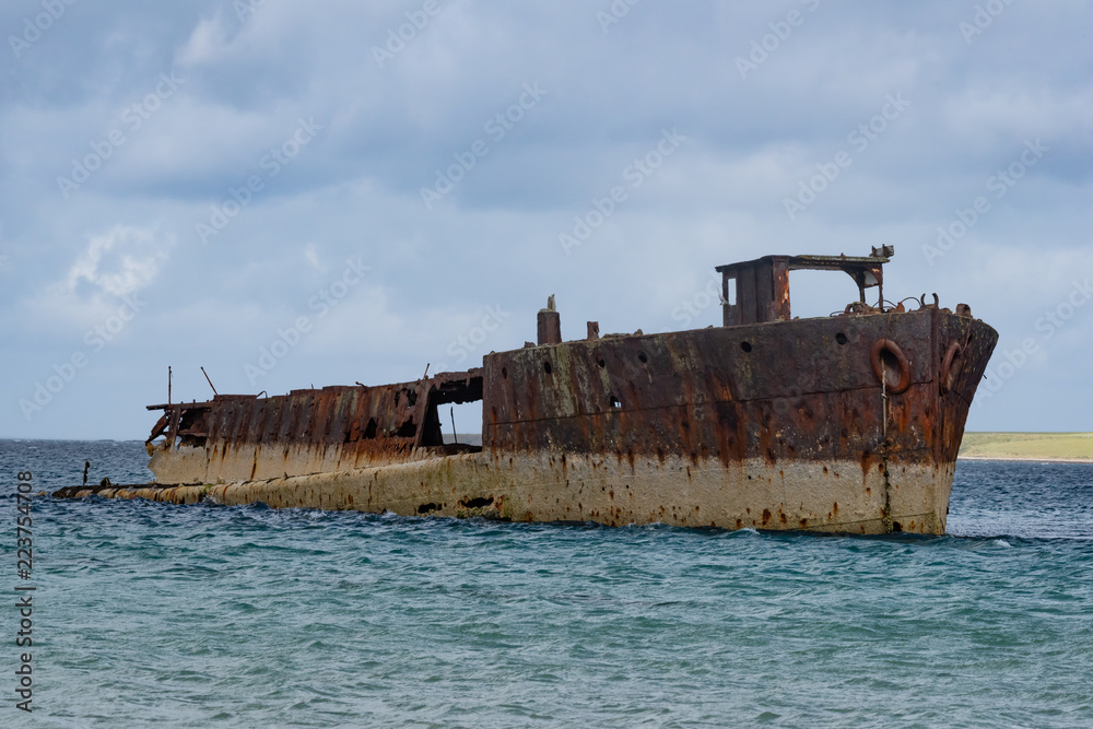 Wrecked Ship in Bay