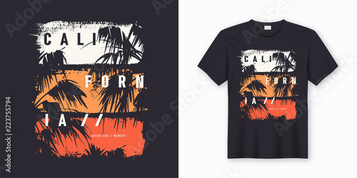 California Ocean side stylish t-shirt and apparel trendy design 