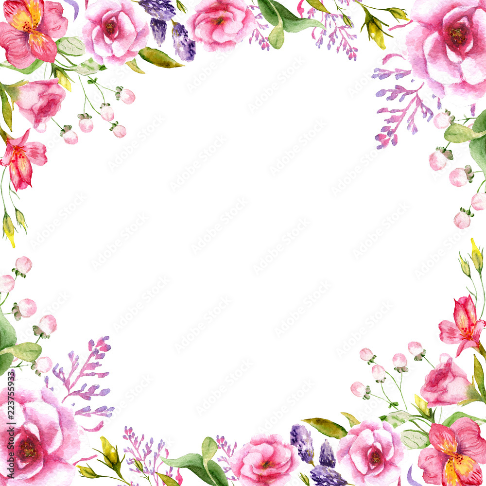 watercolor drawings of summer flowers frame, sketch watercolor drawings of summer flowers frame, sketch