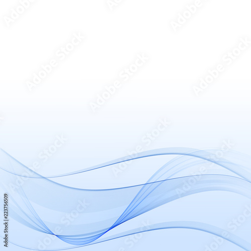Abstract smooth color wave vector. Curve flow blue motion illustration. Smoke design. © guroolga