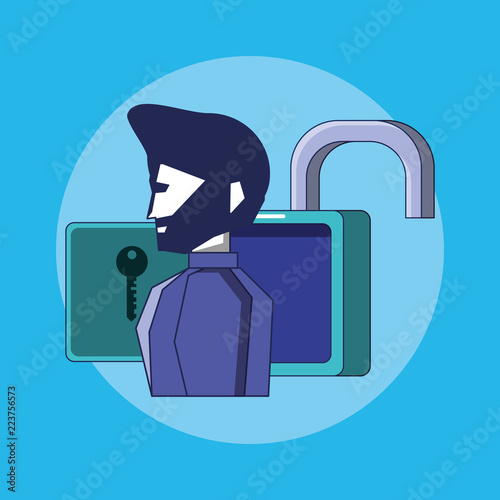 padlock with person privacy data