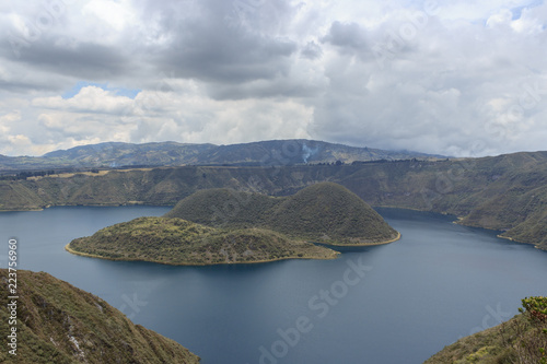 Views on the hike around vulcano lake cuicocha close to otavalo, ecuador