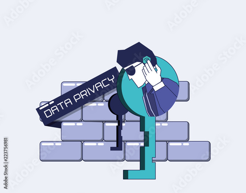 security agent with wall and key data privacy