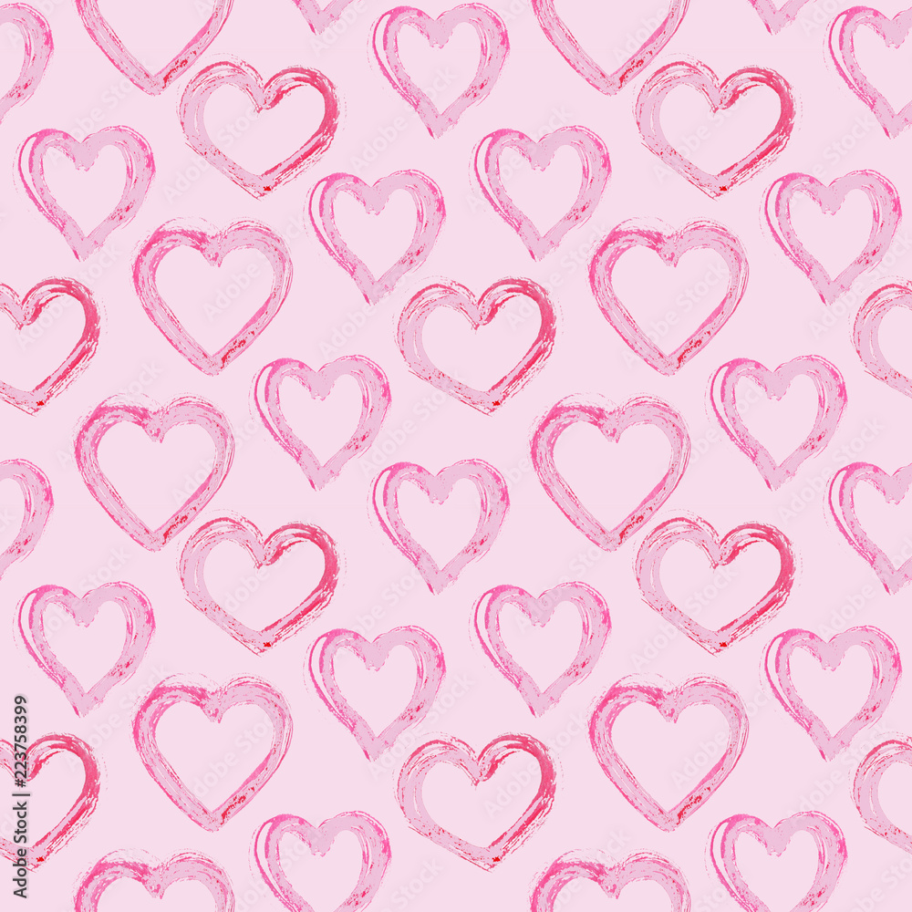 seamless pattern with hearts, watercolor hand drawed