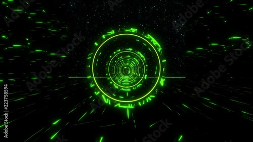 3D Green Sci-Fi Stargate Tunnel VJ Loop Motion Background photo