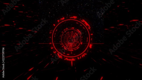 3D Red Sci-Fi Stargate Tunnel VJ Loop Motion Background photo