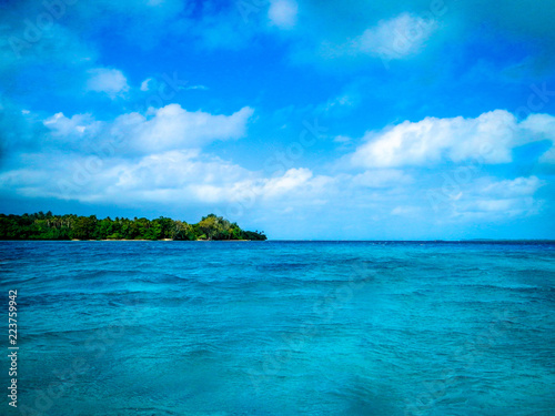 Fototapeta Naklejka Na Ścianę i Meble -  View of Pele Island, a tiny tropical island with deserted beaches off the north coast of the island of Efate in Vanuatu, in the South Pacific
