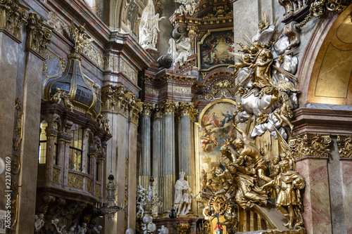 The interior of St. Peter's Church, Vienna, Austria.