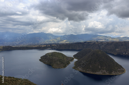 Views on the hike around vulcano lake cuicocha close to otavalo, ecuador