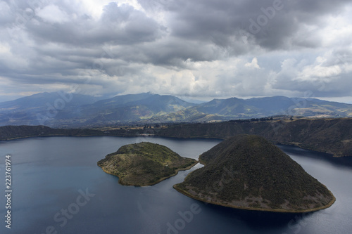 Views on the hike around vulcano lake cuicocha close to otavalo, ecuador