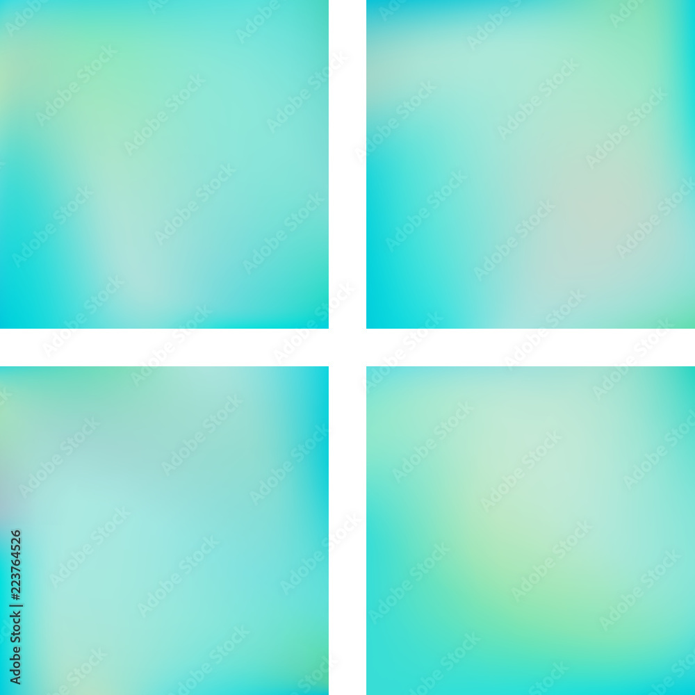 Naklejka premium Set with blue abstract blurred backgrounds. Vector illustration. Modern geometrical backdrop. Abstract template.