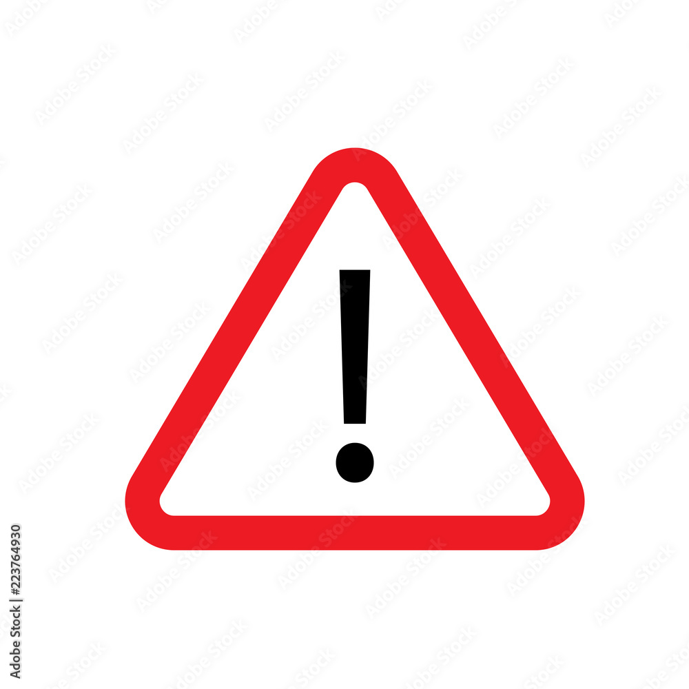 Red triangle sign with exclamation icon Red triangle sign with exclamation icon