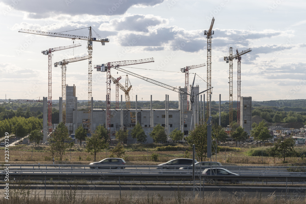 Rohbau, Baustelle, Kran