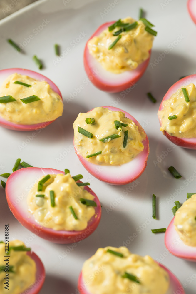 Homemade Pink Pickled Deviled Eggs Homemade Pink Pickled Deviled Eggs