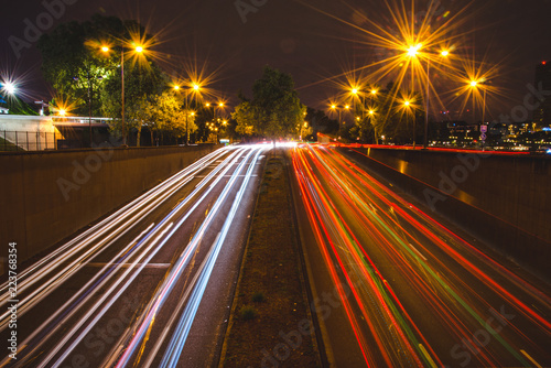 car light on the highway