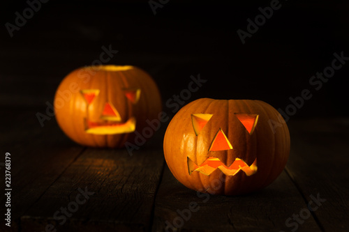 Two scary Halloween pumpkins