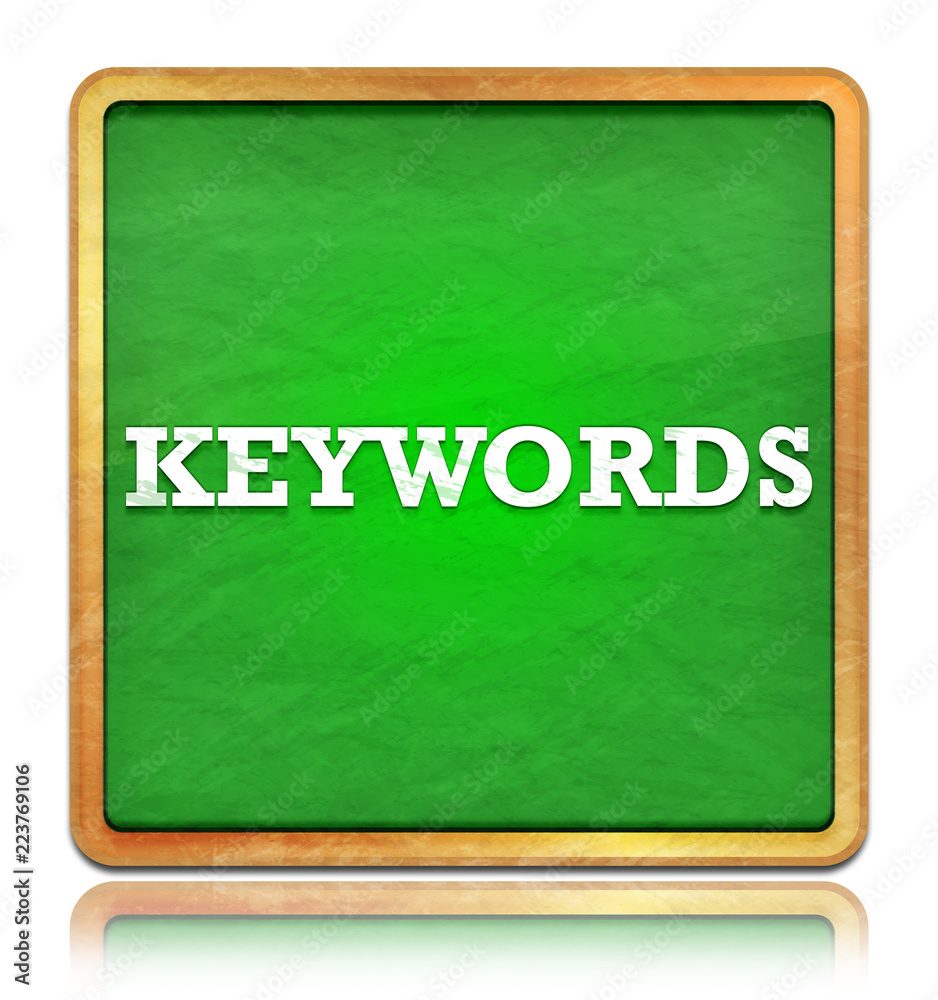 Obraz premium Keywords green chalkboard square button