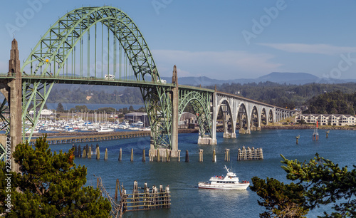 Yaquina Bay Bridge on sunny summer day, Newport, Oregon Coast, Oregon USA. photo