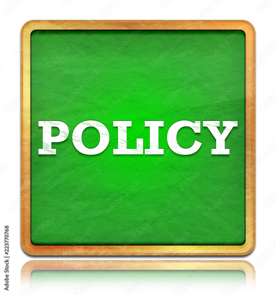 Policy green chalkboard square button Policy green chalkboard square button